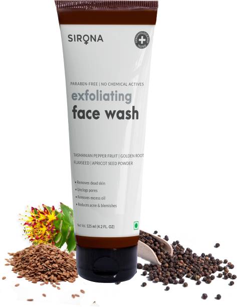 SIRONA Natural Exfoliating  for Men and Women - 125 ml with 5 Megical Herbs to Helps in Blemishes, Fights Acne, Non Drying, Non-Oily and No Harmful Chemical Actives Face Wash