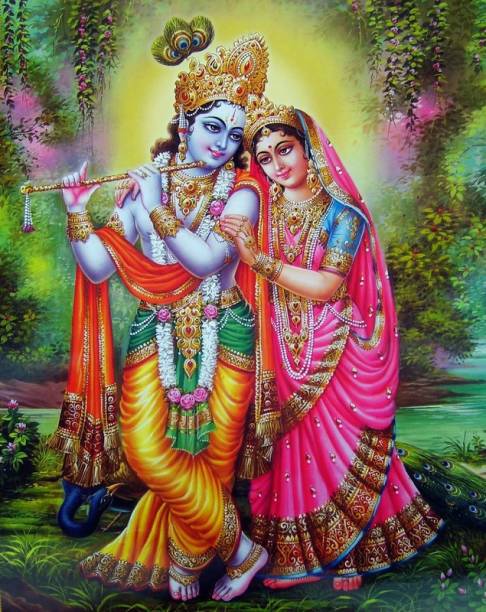 Love Of Radha Krishna Multicolour Photo Paper Print Poster Photographic Paper Photographic Paper