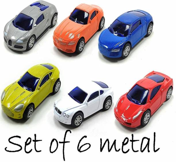 KTRS Unbreakable Die-Cast Aloy Cars Toy Set for Kids - Set of 6, Multicolour