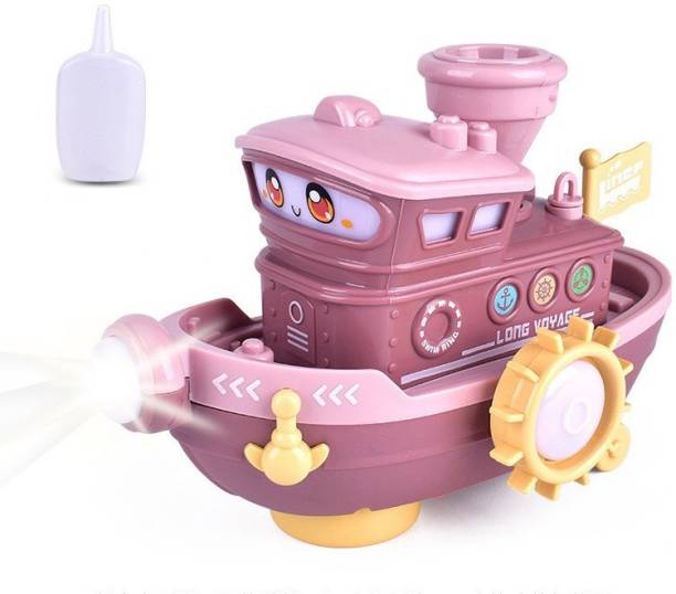 KOKEE TOYS Universal Wheel Spray Steam Boat Vehicle Toy for Kids|Boys|Girls with music, light and Bump & Go mode. (Color-as per availability).