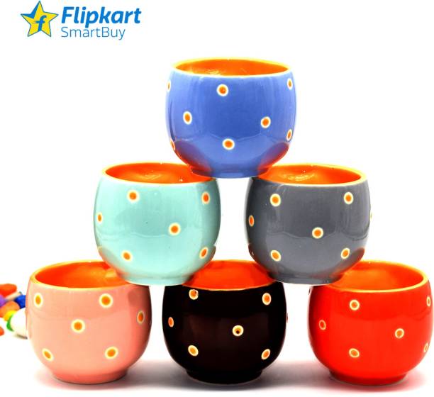 Flipkart SmartBuy Pack of 6 Ceramic ,Bone China Premium Quality Colorful Designer Small Size Ludo Tea Cup Set