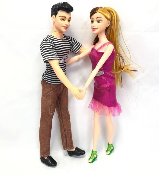 Mubco Lovely Couple Date Night Fashionistas Doll Playset Toys For Kids Gift - Pink