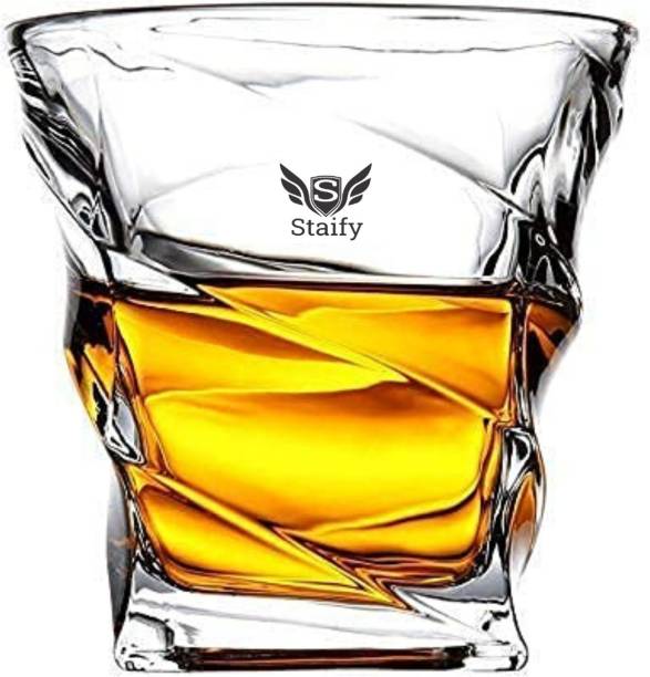 Staify (Pack of 2) Twisted Crystal Glass For Drink Whisky | Transparent Glass With Elegant Latest Design Glass Set Whisky Glass