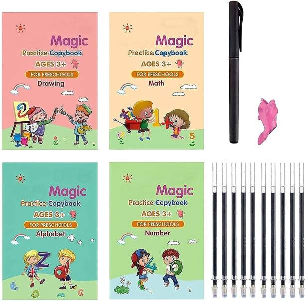 AKSHARAHANT Reusable 4 PCS Magic Practice Copybook for Kids Handwriting In English