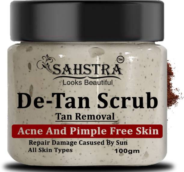SAHSTRA De Tan Scrub Tan Removal Repair Damage Cause By Sun Acne And Pimple Free Skin Scrub