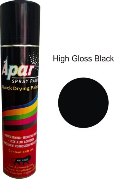 apar Spray Paint Can High GLOSS BLACK -440 ml, For Bike, Cars, Home, Furnitures Art and craft Painting GLOSS BLACK Spray Paint 440 ml