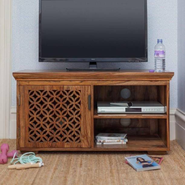 WOODSTAGE Solid Wood TV Entertainment Unit