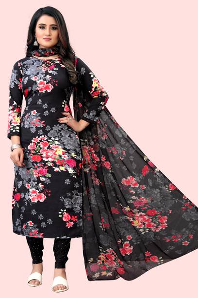 Unstitched Crepe Salwar Suit Material Floral Print Price in India