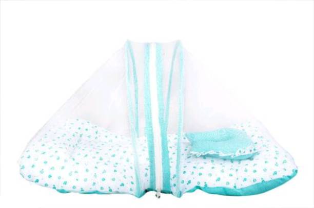 Pappy Feets Cotton Kids Toddler Mattress With Mosquito Net Blue Mosquito Net