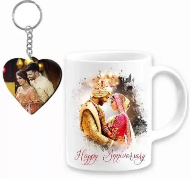 RichChoice Personalized Photo and Text Ceramic / Cup + Photo Printed Keychain Ceramic Coffee Mug