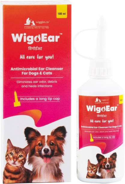 Wiggles Dog Ear Cleaner Cleaning Solution Cat, 100ml - Pet Antimicrobial 100 ml Pet Ear Cleanser