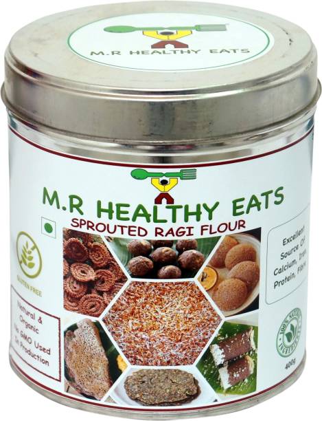 m.r healthy eats Homemade Sprouted Ragi Flour For Kids & Adults in Eco Friendly Tin 400 g