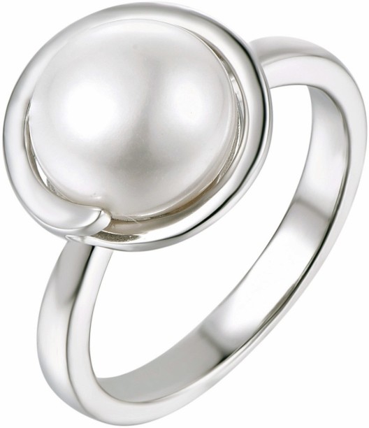 925 Sterling Silver Cultured Pearl and Peridot Womens Band Ring 
