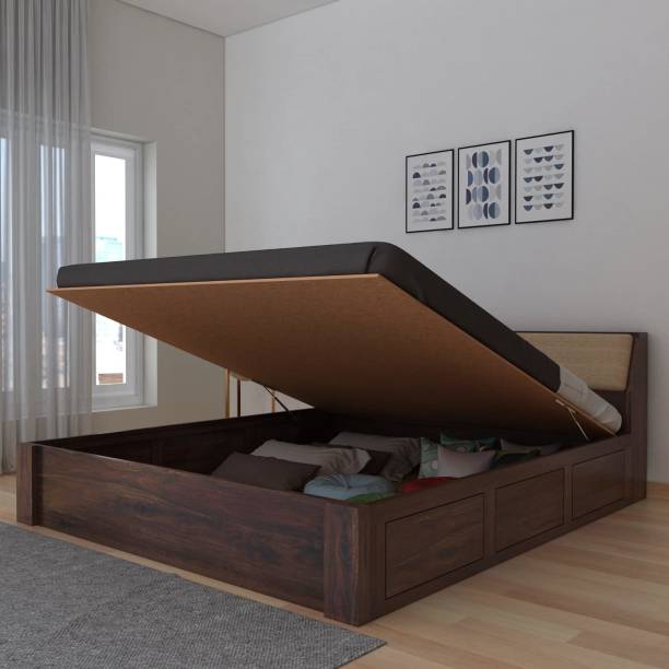 Ganpati Arts Sheesham Mayor King Size Bed for Bedroom/Home/Hotel/LivingRoom Hydraulic Storage Solid Wood King Hydraulic Bed