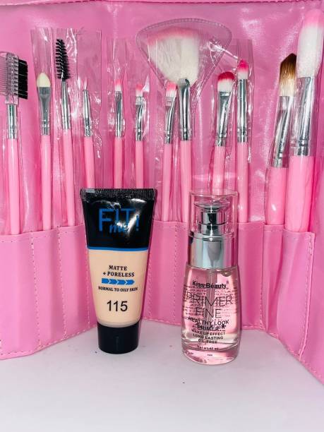 Kiss Beauty COMBO OF PRIMER AND FOUNDATION TUBE AND BRUSH KIT