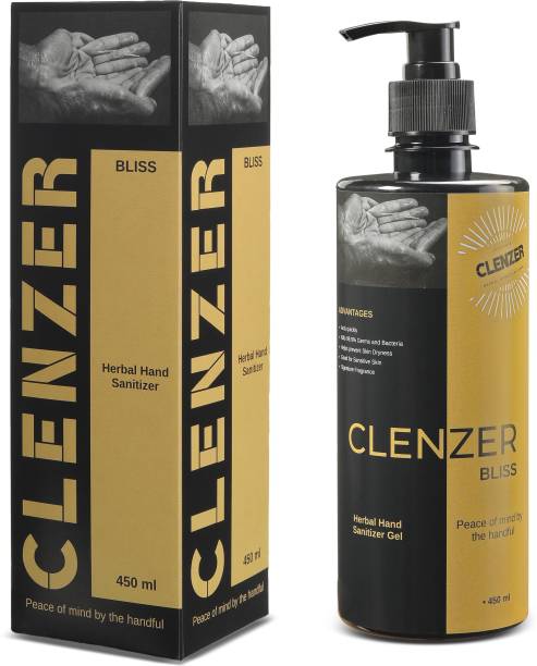 CLENZER BLISS Gel - Premium Herbal  - 100% Safe, Kills Bacteria & Germs, Prevents Skin Dryness, Pleasant fragrance - 500 ml Hand Sanitizer Bottle