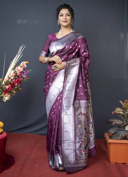 Self Design Paithani Pure Cotton Saree Price in India