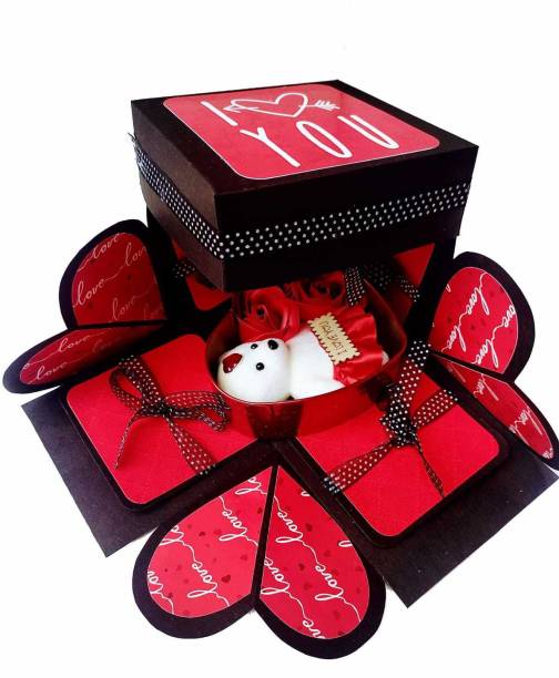 US IDEAL CRAFT Chocolate Explosion BOX WITHOUT CHOCOLATE( INCLUDED RED HEART BOX) Greeting Card