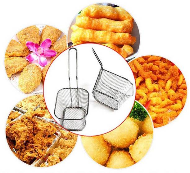 Shriveera Stainless Steel Fries Frying Basket (Large) Non-Stick Coated Cookware Set