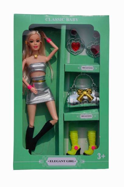Jeevika Gallery Elegant Girl Barbie doll With Accessories and Shoe set (Multicolor)