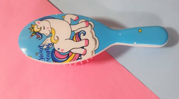 Preili's Mini Hair Brush For Kids in Light Blue Unicorn Print