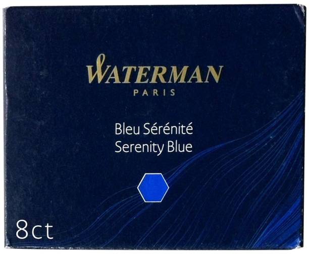 Waterman Fountain Pen Blue Ink Cartridges - Box of 8, Blue Ink Cartridge