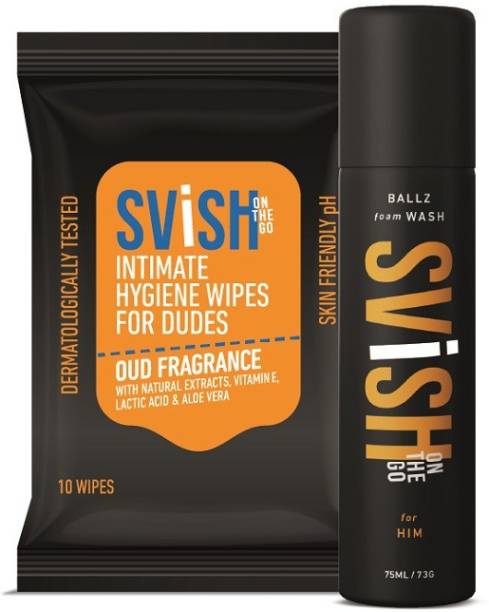 svish on the go Ballz Hygiene Kit | Intimate Hygiene| Ballz Foam Wash | Oud & Cucumber Fragrance