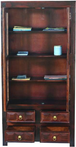 mk furniture Solid Wood 4 Shelf Semi-Open Bookshelf (Color- Honey Finish, Pre-Assembled) Solid Wood Semi-Open Book Shelf