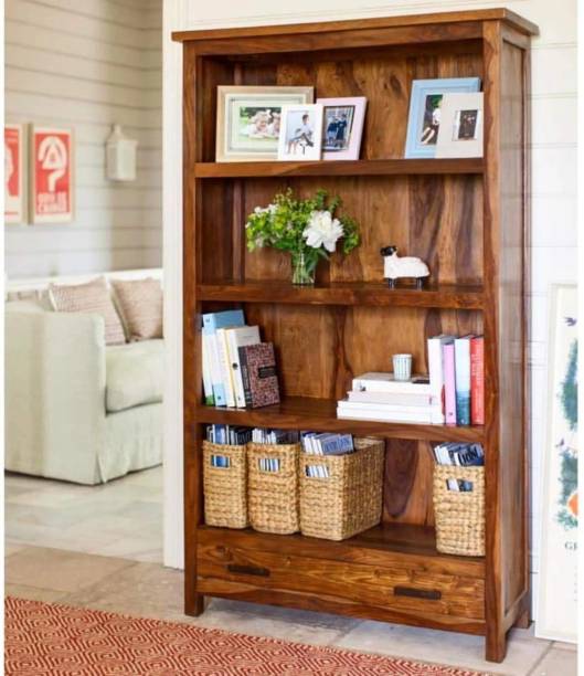 mk furniture Solid Wood 4 Shelf Semi-Open Bookshelf (Color- Provincial Finish, Pre-Assembled) Solid Wood Semi-Open Book Shelf
