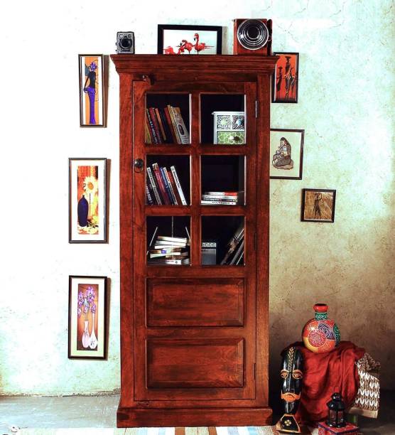 mk furniture Solid Wood 5 Shelf Closed Bookshelf (Color- Honey Finish, Pre-Assembled) Solid Wood Close Book Shelf