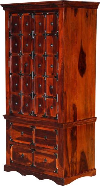Jeeso Solid Wood Cupboard Almirah (Finish Color - Honey Finish, Pre-assembled) Solid Wood Cupboard