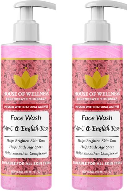 House of Wellness Vitamin C & English Rose  | Gental Cleansing for Natural Glowing Skin & Smooth Skin - Pack Of 2 Face Wash