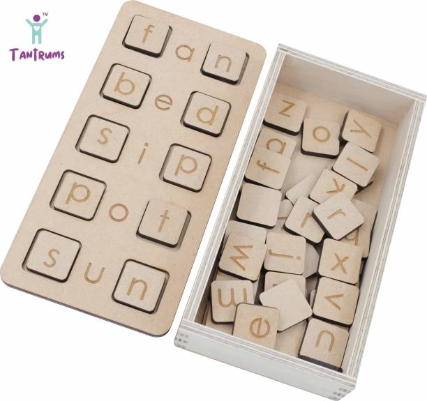 TANTRUMS Spelling Games, ABC Wooden Letters Learning Game Word Puzzles for 3 Year Old Toddlers Montessori Toy Gift for Preschool Kids Boys Girls Age 3 4 5 Years Old