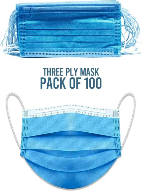 Sugero 3 Ply Face Mask 100 Units, Unisex, Material Non Woven, Soft Ear Loop Surgical Mask