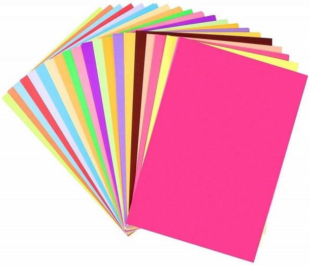 Eclet 50 pcs Color 10 Sheets Each Color) A4 Medium Size Sheets( Art and Craft Paper Double Sided Colored(Length -27.5 cm Width - 20.3 cm) A4 90 gsm Coloured Paper