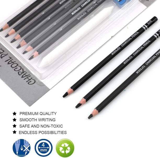 KNAFS 6 Pieces Soft Medium and Hard Charcoal Pencils fo...