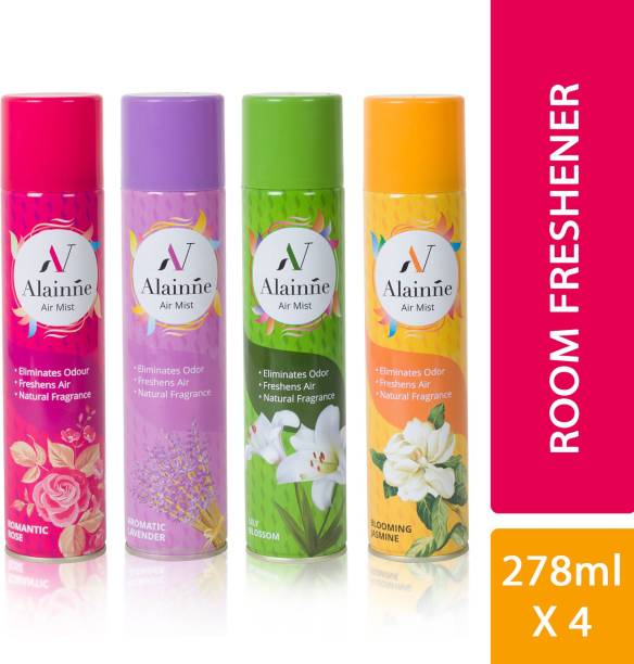 ALAINNE Air Mist Rose,Lavender,Lily,Jasmine Air Fresheners Pack Of 4 Spray