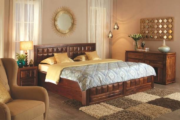 woodark Beautiful Wooden Bed Solid Wood Queen Box Bed