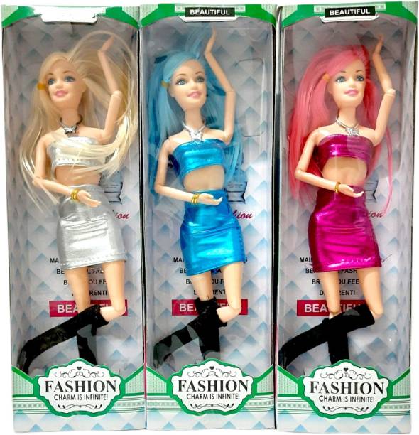 kistapo Beautiful Doll With Movable And Bendable Body Parts | Fashion Icon (Pack of 3)