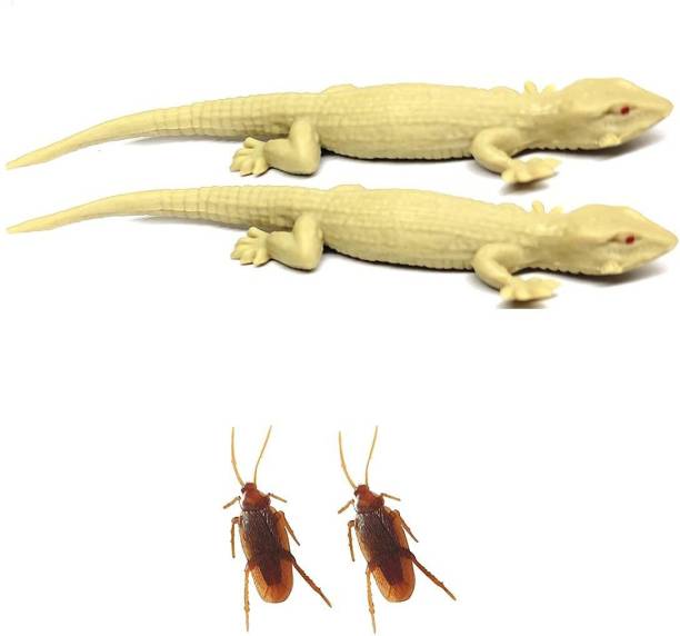 Hetkrishi (Pack of 4) Rubber Lizard and Fake Realistic Rubber Cockroach Novelty Prank Toy Prank Toys Gag Toy