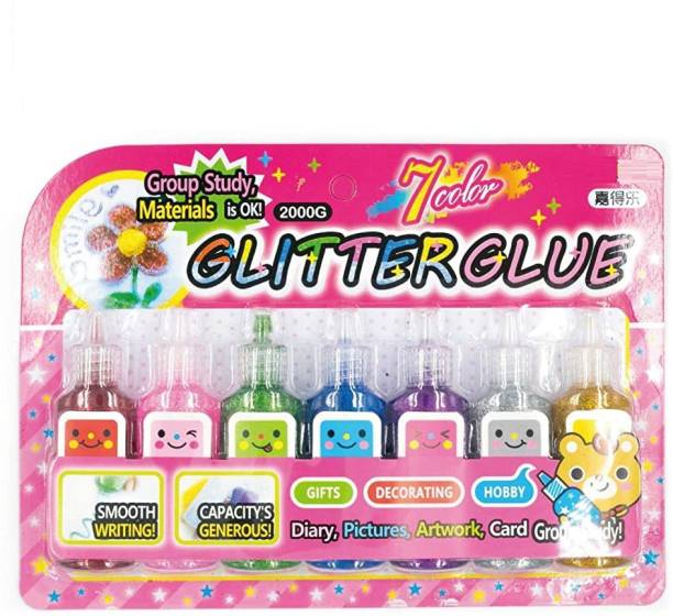 KRAFTMASTERS 7 Pcs Glitter Glue Set Glitter Glue Kids Painting Tools For DIY Card Decor Glue