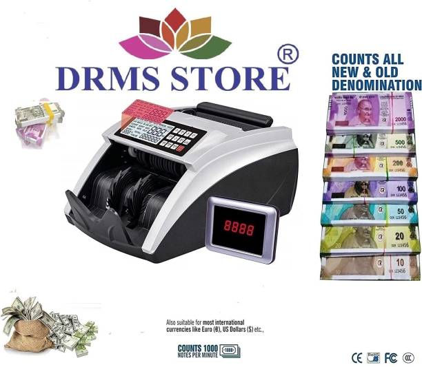 DRMS STORE Old & New INR- 10, 20, 50,100,200, 500 & 2000 Notes Counting Machine with Fake Note Detector BLACK PRO MANUAL VALUE Note Counting Machine