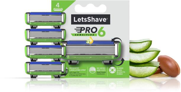 LetsShave Pro 6 Shaving Cartridges, Pack of 4