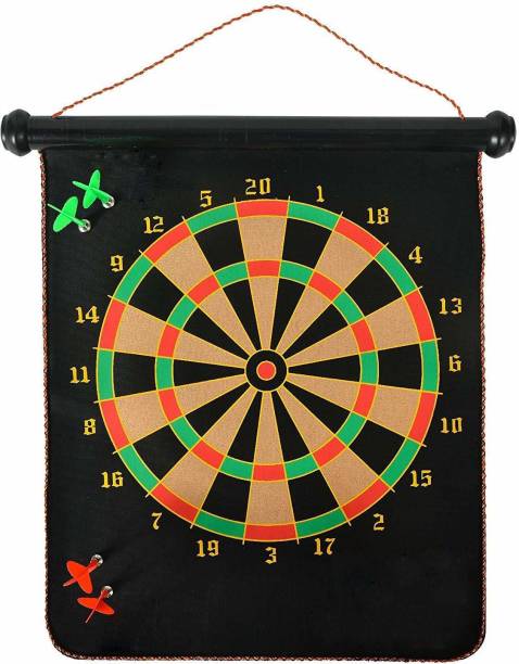 vworld Amazing High Magnetic Double Faced Portable and Foldable Dart Game with 4 Colorful Non Pointed Darts for Kids , Multicolor, 12-Inch Dart Board Dart Board Board Game