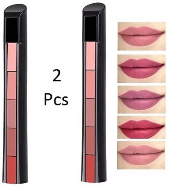NYN HUDA Insta Beauty 5 in 1 Forever Enrich Creamy Matte Lipstick, The Nude Pack of 2
