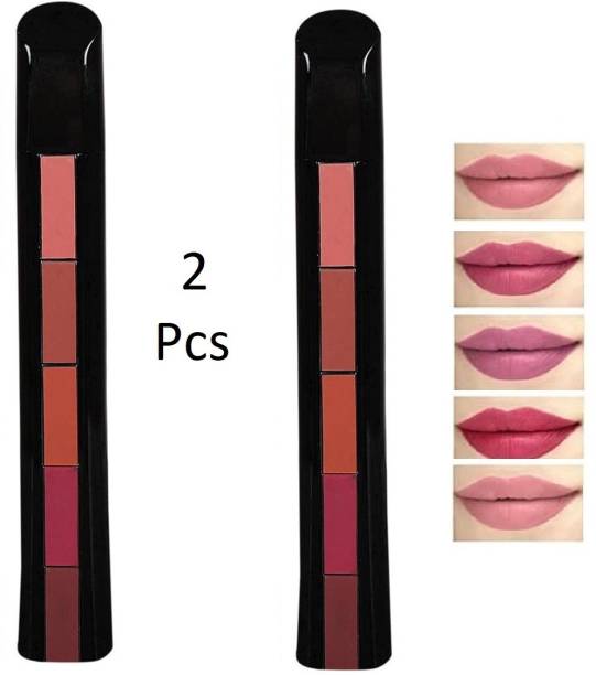 THE NYN Fab Beauty 5 in 1 Sensational Creamy Matte Lipstick, The Nude Pack of 2