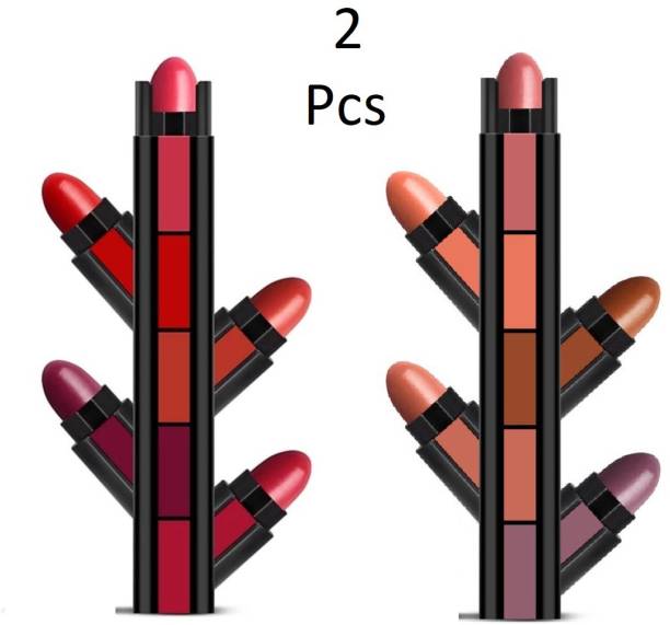 THE NYN Fab Beauty 5 in 1 Forever Creamy Matte Lipstick, The Red & Nude Pack of 2