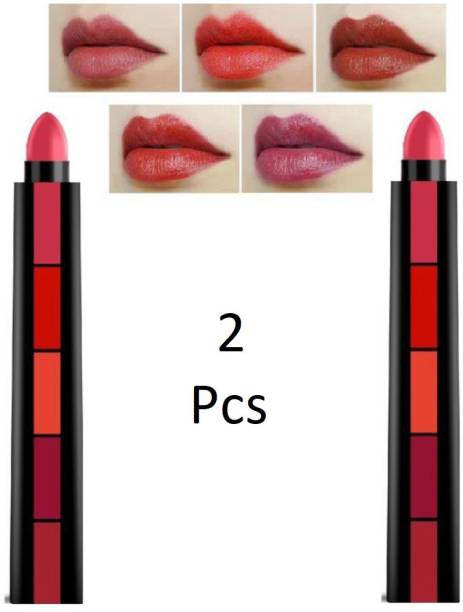 THE NYN Fab Beauty 5 in 1 Velvet Creamy Matte Lipstick, The Red Edition Pack of 2