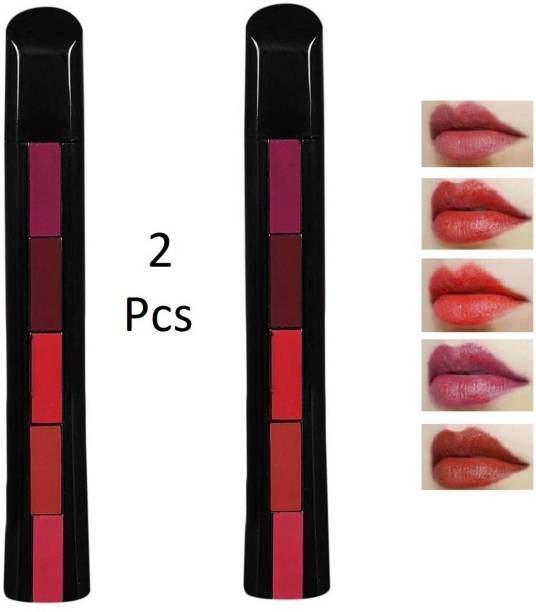 THE NYN Fab Beauty 5 in 1 Sensational Creamy Matte Lipstick, The Red Pack of 2