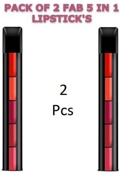 THE NYN Fab Beauty 5 in 1 Forever Creamy Matte Lipstick, The Red Edition Pack of 2
